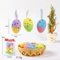 Set of 6 colorful foam Easter eggs with sequins and ribbons 4x6cm for festive decoration - 6 Pcs/Pack / Easter Style 47 Egg