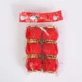 Set of six red flocked drum ornaments for festive Christmas tree hanging decorations - 5CM 6PCS / Red
