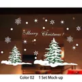 White static Christmas window decals featuring snow trees and snowflakes on glass - White Tree and Snowflake (XDC-02)