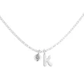 Elegant S925 silver necklace featuring a letter K pendant and a sparkling zircon. - Letter K (DY191884) / White Gold