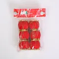 Set of six red flocked mini drum Christmas tree ornaments in festive red packaging - 4CM 6PCS / Red