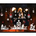 White festive Christmas static window stickers set with house, snowman and snowflakes - Christmas House and Snowman (XDC-05)