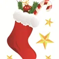 Small Christmas stocking static sticker with candy cane and stars for DIY decoration - Christmas Boots (03) / 12x16cm