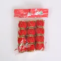 Pack of 12 red flocked small drum Christmas tree hanging ornaments in packaging - 3CM 12PCS / Red