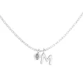 Elegant S925 sterling silver necklace with letter M and sparkling stone pendant - Letter M (DY191886) / White Gold