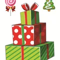 Festive Christmas static stickers featuring cartoon gift boxes, lollipop, and tree motifs. - Christmas Gift Pack (08) / 12x16cm