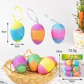 6pcs colorful glitter Easter foam eggs with hanging loops for decoration - 6 Pcs/Pack / Easter Style 54 Egg