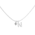 Elegant S925 sterling silver necklace featuring a sparkling stone and letter N pendant - Letter N (DY191887) / White Gold