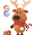 Cute cartoon Christmas reindeer and snowman static sticker for window glass decoration - Christmas Reindeer (07) / 12x16cm