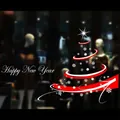 Statischer Fensteraufkleber mit Weihnachtsbaum und Happy New Year für Feiertage - Frohes Neues Jahr und Abstrakter Baum (XDC-17)