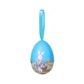 Blue foam Easter egg featuring a rabbit illustration and a convenient hanging ribbon - Single Rabbit / 4*6cm / Blue