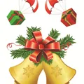 Christmas bells static sticker with golden bells and red bow for window decor - Christmas Bell (10) / 12x16cm