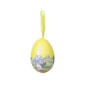 Decorative yellow Easter egg with vintage rabbit illustration and hanging ribbon - Single Rabbit / 4*6cm / Yellow