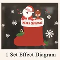 Festliches Weihnachtsfenster-Sticker-Set mit Weihnachtsmann- und Rentier-Motiven - Weihnachtsmann und Socke (XD-47)