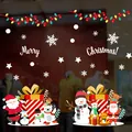 Große bunte statische Weihnachts-Glasaufkleber mit Weihnachtsmann und Schneemann für Fenster - Freunde und Lichterkette (XD-131)