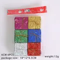 6pcs colorful laser Christmas gift box ornaments set for tree decoration - 6cm 6 Pieces