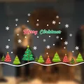 Große festliche Weihnachts-Fensteraufkleber mit bunten Bäumen und Merry Christmas - Vielfältige Weihnachtsbäume (XD-103)
