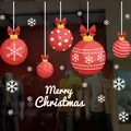 Rote festliche Weihnachtskugel-Fensteraufkleber mit verschiedenen weißen Schneeflocken - Hängende Weihnachtskugeln (XD-124)