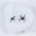 White 20g stretchable polyester spider web with black spiders for Halloween - White