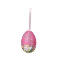 Decorative pink foam Easter egg hanging ornament featuring a hen and chicks illustration - Hen and Chick / 4*6cm / Plum Red