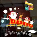 Large colorful Christmas Santa train window static cling decals for festive shop decoration - XD-126