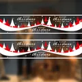Christmas tree static window stickers with Merry Christmas text for holiday decoration - Red White Tree B (CXDC-B)