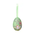Light green foam Easter egg hanging ornament with rustic chicken and chick pattern - Hen and Chick / 4*6cm / Green