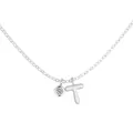 Elegant S925 sterling silver necklace with a minimalist letter T and crystal charm - Letter T (DY191893) / White Gold
