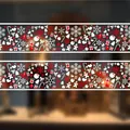 Red and white Christmas static window stickers with snowflakes, candy canes and ginger men - Christmas Elements C (CXDC-C)