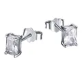 S925 Sterling Zilveren Oorknopjes met Stralende Rechthoekige Witte Zirkonia Stenen - 925 zilver / Rectangular (5x7mm)