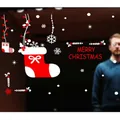 Set de stickers statiques de fenêtre de Noël avec chaussettes rouges et flocons blancs - Multicolore 08 (CXDC-08)