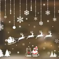 White Christmas window static stickers with Santa, reindeer, and snowflakes patterns - White Snowflake Silhouette (HY-83)