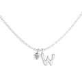 S925 sterling silver necklace for women featuring a matte letter W and zirconia pendant. - Letter W (DY191896) / White Gold