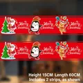 Stickers de fenêtre Joyeux Noël rouges avec Père Noël et renne, lot de 15x60 cm - Style A (CXDC-A)