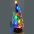 Miniature tabletop Christmas tree with multi-color LED lights and snow-flocked needles - RGB Lighted Frosted Tree / 40CM