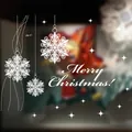 Weißer Schneeflocken Weihnachten Fensteraufkleber statisch für festliche Deko - Hohle Schneeflocke Englische Wünsche Stil (BXD-17)