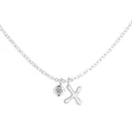 S925 sterling silver necklace with letter X and round crystal gemstone charms - Letter X (DY191897) / White Gold