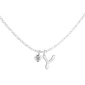 Delicate S925 sterling silver necklace with matte letter Y and sparkling round zirconia - Letter Y (DY191898) / White Gold