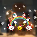 Autocollants de fenêtre arc-en-ciel de Noël avec Père Noël, bonhomme de neige et flocons - Multicolore 101 (CXDC-101)