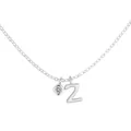 Elegant S925 sterling silver necklace featuring a sparkling zircon and letter Z charm - Letter Z (DY191899) / White Gold