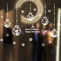 Weiße weihnachtliche Fensteraufkleber mit Kugeln, Schneeflocken und festlichem Text - Exquisiter Anhängerkugel Schneeflocke Stil (BXD-38)