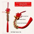 Colgante chino de cinco monedas de emperador con calabaza de madera y borla roja, 30cm - Monedas de 2,7cm / Calabaza de Madera Cinco Monedas Emperador Nudo Rojo