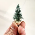 Handheld miniature green cedar Christmas tree with a natural wooden base ornament - Frosted Cedar Christmas Tree / 5cm (2 Pieces/Pack)