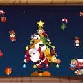 Adesivi per finestre natalizi statici con Babbo Natale, pupazzo di neve e renne - Adesivo Statico Babbo Natale Multicolore (H01) / 24*32cm