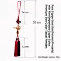 Traditional Chinese knot pendant featuring brass wu lou gourd and dual-color tassel ornament - 2.3cm Diameter Coin / Copper Gourd Five Emperor Coins Car Hanging