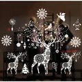 Große weiße elektrostatische Weihnachtsrentier und Schneeflocken Fensterdekoration - Rentier Weihnachtsmann Weihnachtsbaum Kombination (BXD-02)