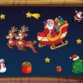 Adesivi statici per finestre con Babbo Natale e renne decorazioni natalizie - Adesivo Statico Babbo Natale Multicolore (H04)