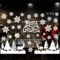 White snowflake and reindeer static window decals for Christmas decoration - Reindeer and Pine Forest (JC-818) / BJC818 White Christmas Static Sticker / White