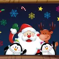 Adesivi natalizi statici per finestre con Babbo Natale renna e pinguini decorativi - Adesivo Statico Babbo Natale Multicolore (H03)