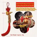 Handmade Chinese five emperor coins pendant with natural gourd and red tassel detail - 2.3cm Diameter Coin / Natural Gourd Five Emperor Coins Red Knot